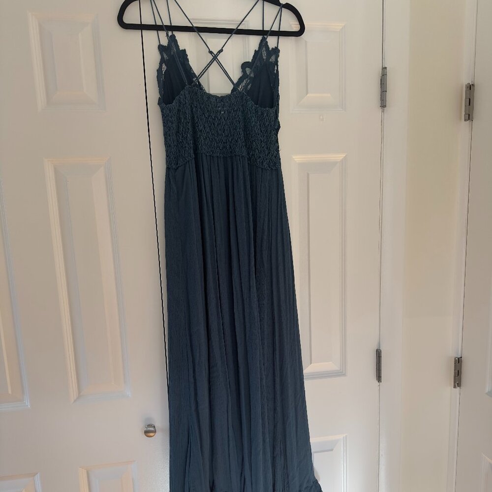 Free People Adella Maxi Slip Dress Turquoise (Small/Petite)